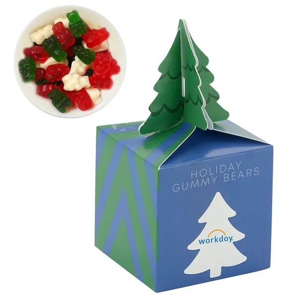 Cube-shaped box with a tree topper filled with gummy bears... from ASI 71685 Midnite Snax®