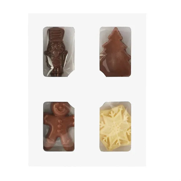 Chocolate gift set with 4 holiday shaped chocolate bars... from ASI 71685 Midnite Snax®