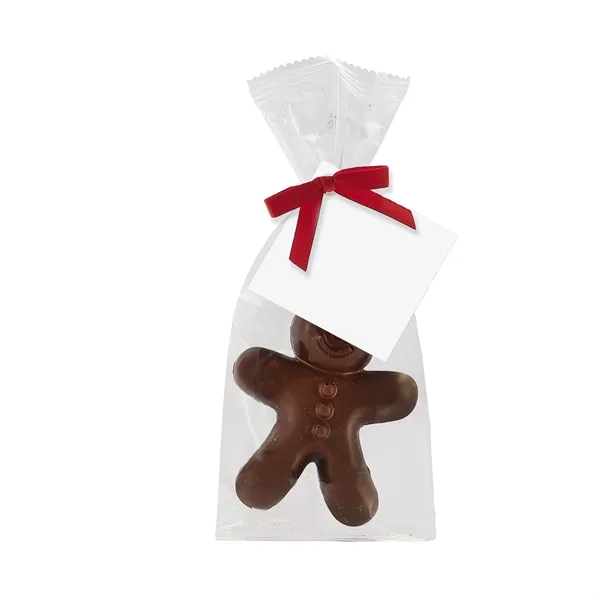 Gingerbread man dark chocolate bar in a favor bag... from ASI 71685 Midnite Snax®