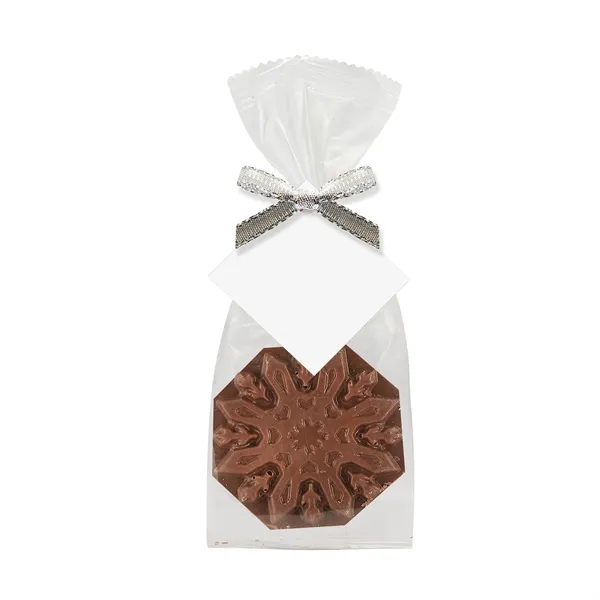 Snowflake milk chocolate bar in a favor bag... from ASI 71685 Midnite Snax®