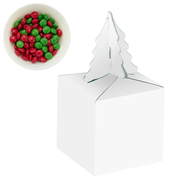 Cube-shaped box with a tree topper filled with chocolate buttons... from ASI 71685 Midnite Snax®