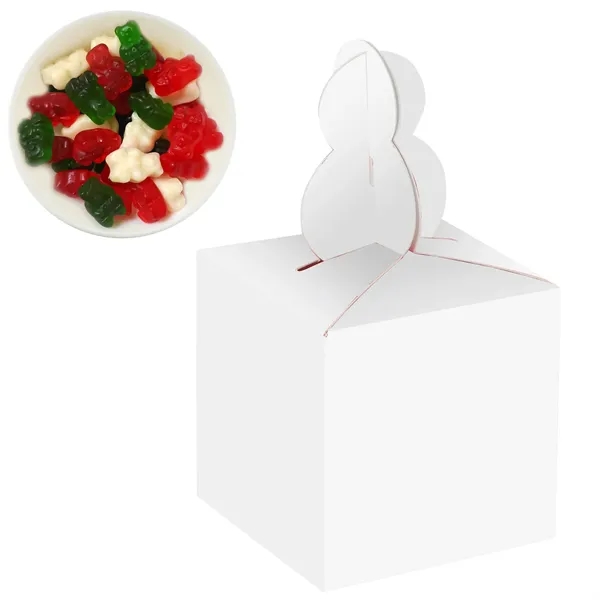Cube-shaped box with a snowman topper filled with gummy bears... from ASI 71685 Midnite Snax®