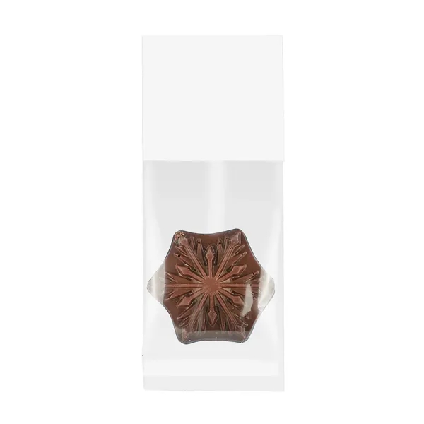Snowflake shaped dark chocolate bar in a bag with a header... from ASI 71685 Midnite Snax®