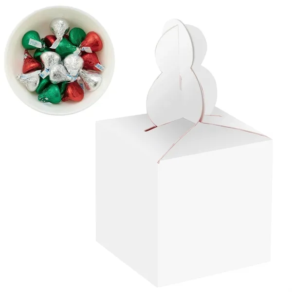Cube-shaped box with a snowman topper filled with Hershey's Kisses... from ASI 71685 Midnite Snax®