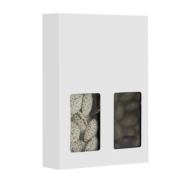 Treat box with dark chocolate nonpareils and dark chocolate almonds... from ASI 71685 Midnite Snax®