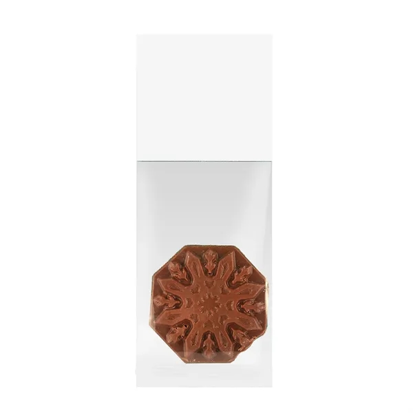 Snowflake shaped milk chocolate bar in a bag with a header... from ASI 71685 Midnite Snax®