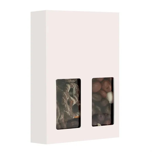 Treat box with chocolate pretzels and gourmet raisins... from ASI 71685 Midnite Snax®