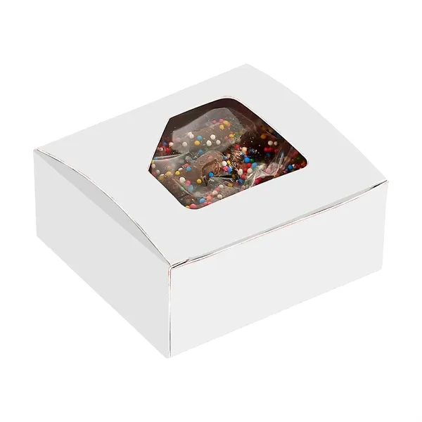 Box of milk chocolate pretzels with rainbow nonpareils... from ASI 71685 Midnite Snax®