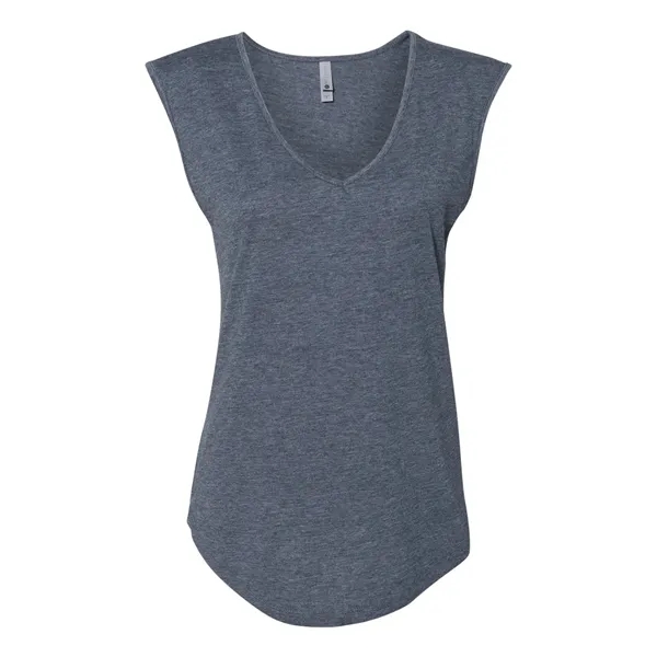 Women's poly-cotton blended sleeveless V-neck top with self-fabric bound armholes, modestly... from ASI 84358 S&S Activewear
