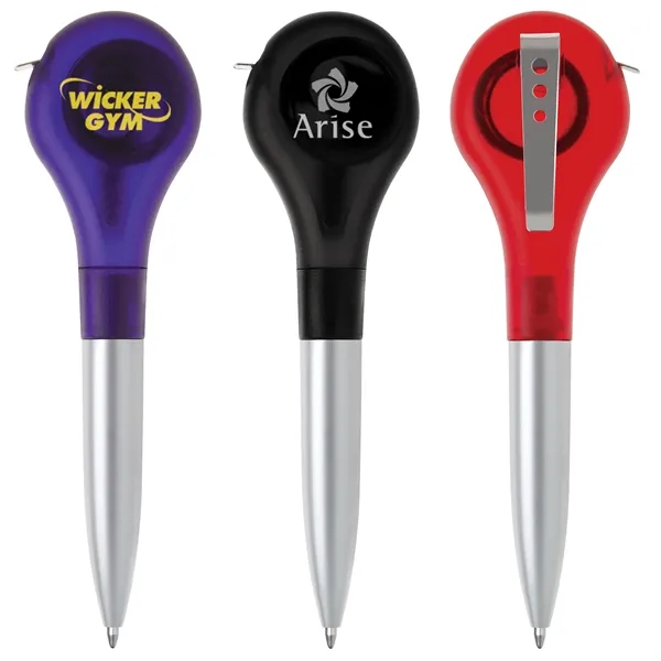 Plastic twist-action ballpoint pen with a built-in tape measure that measures... from ASI 68190 Lungsal / Lungsal