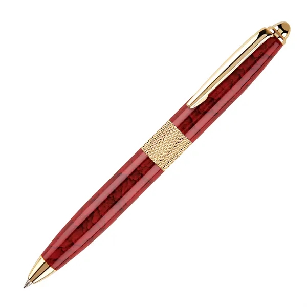 Brass twist-action ballpoint pen with an enamel-coated barrel and shiny gold... from ASI 68190 Lungsal / Lungsal