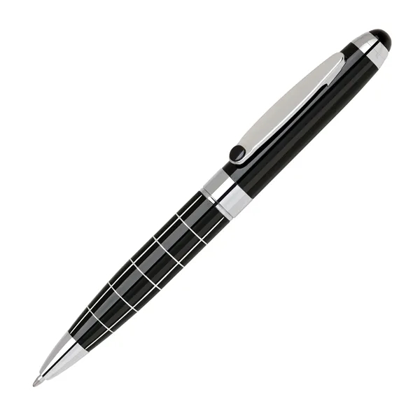 Brass twist-action ballpoint pen with a diamond cut grid design, enamel... from ASI 68190 Lungsal / Lungsal