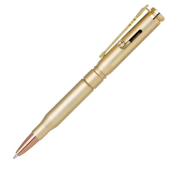 Brass bolt-action ballpoint pen with a bullet-shaped barrel, rifle style clip... from ASI 68190 Lungsal