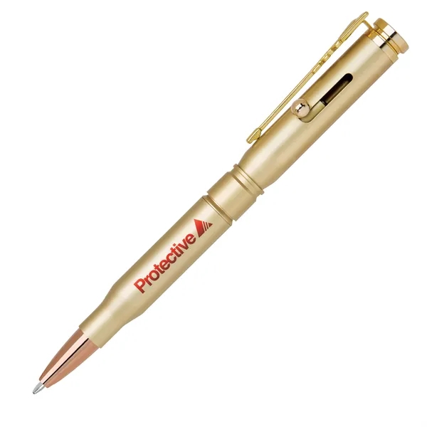 Brass bolt-action ballpoint pen with a bullet-shaped barrel, rifle style clip... from ASI 68190 Lungsal