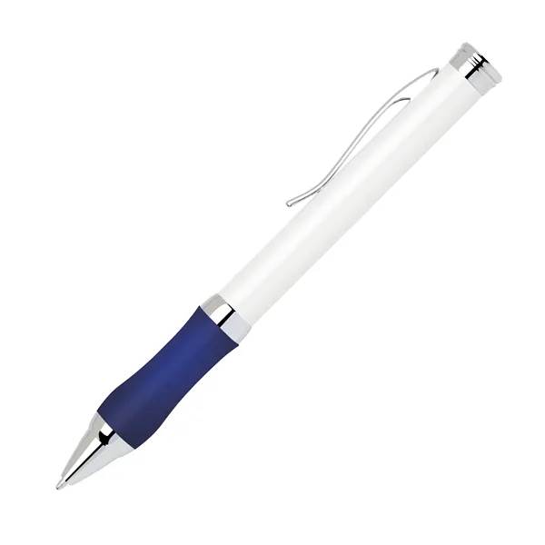 Metal twist-action ballpoint pen with a pearl white body, chrome clip... from ASI 68190 Lungsal