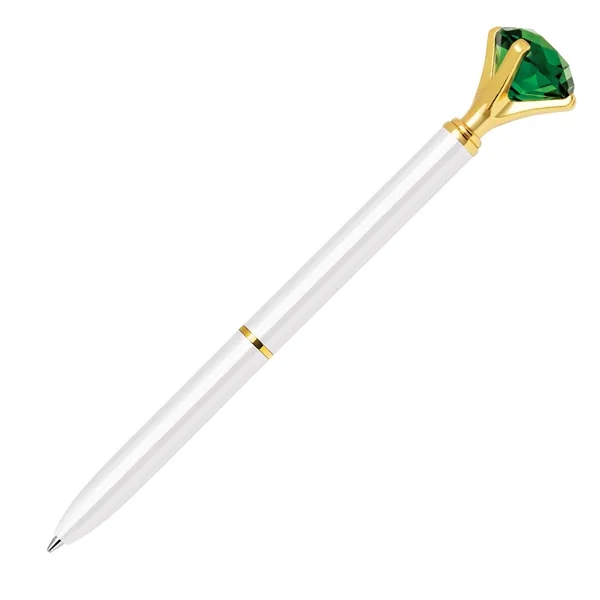 Twist action metal ballpoint pen with embedded emerald crystal on top.... from ASI 68190 Lungsal / Lungsal