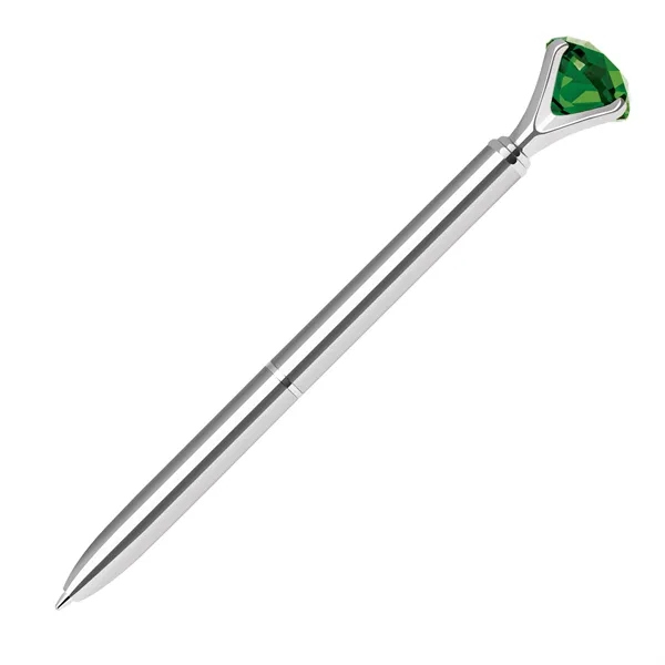 Twist action metal ballpoint pen with embedded emerald crystal on top.... from ASI 68190 Lungsal / Lungsal