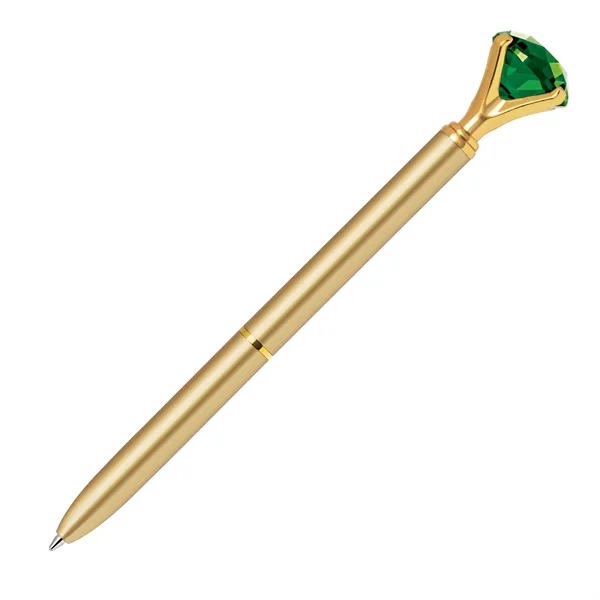 Twist action metal ballpoint pen with embedded emerald crystal on top.... from ASI 68190 Lungsal / Lungsal
