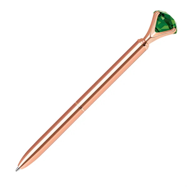 Twist action metal ballpoint pen with embedded emerald crystal on top.... from ASI 68190 Lungsal / Lungsal