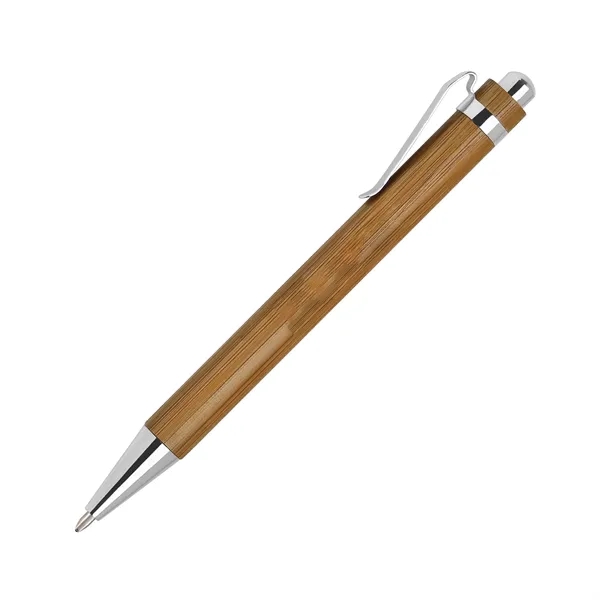 Click action pen with eco-friendly bamboo barrel with silver trim.... from ASI 68190 Lungsal / Lungsal