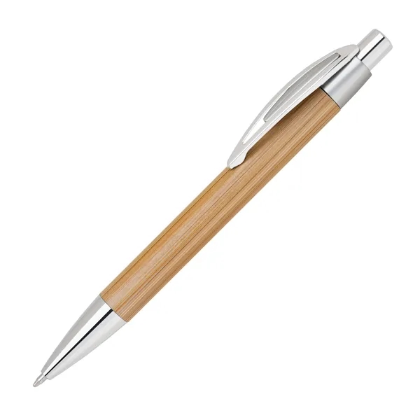 Click action pen with eco-friendly bamboo barrel with satin chrome trim.... from ASI 68190 Lungsal / Lungsal