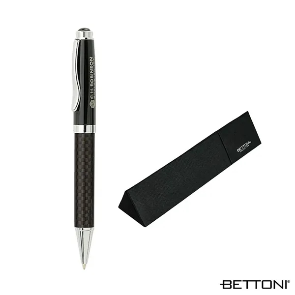 Twist action ballpoint pen with carbon finer barrel and glossy black... from ASI 67866 Logomark/Valumark