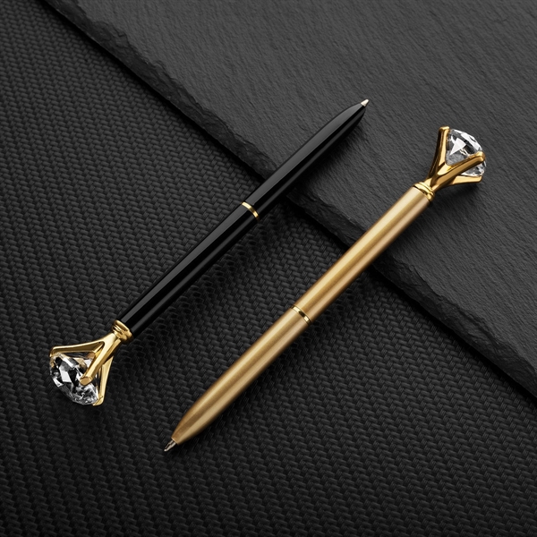 Brass twist-action ballpoint pen with a diamond crystal on top and... from ASI 68190 Lungsal / Lungsal
