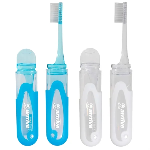 Mini travel-size toothbrush with protective case that expands to full size... from ASI 61966 HPG / Mixie