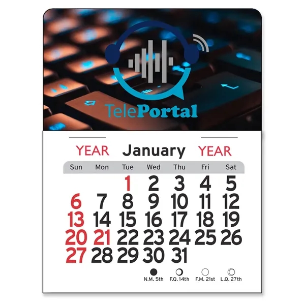 4"H x 3"W Peel-N-Stick® vinyl 12-month calendars with full-color digital imprint... from ASI 54040 Fey Promo / Fey Calendar Impressions