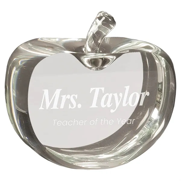 3.75" x 3.75" crystal award that's shaped like an apple and... from ASI 74601 Calico