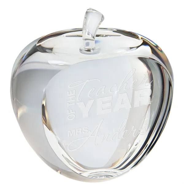 3.75" x 3.75" crystal award that's shaped like an apple and... from ASI 74601 Calico