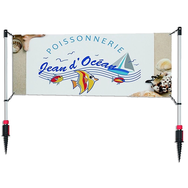 10' x 3.5' outdoor display system with flag poles, screw feet... from ASI 36558 Aprons, Etc.