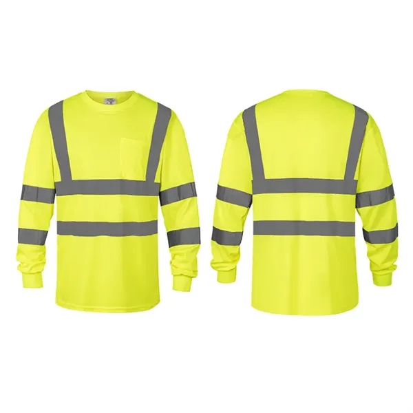ANSI Class 2 hi-viz safety long sleeve shirt with front pocket... from ASI 68190 Lungsal / Lungsal