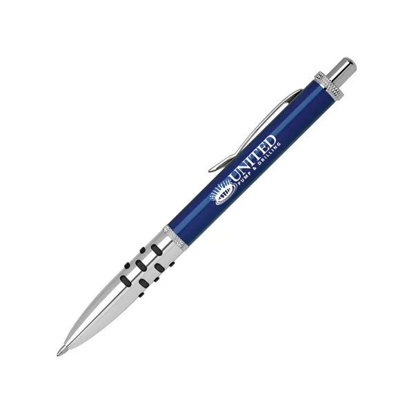 Aluminum click-action ballpoint pen with a rubber grip and a chrome... from ASI 68190 Lungsal / Lungsal