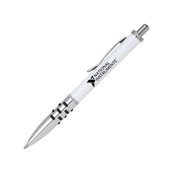 Aluminum click-action ballpoint pen with a rubber grip and a chrome... from ASI 68190 Lungsal / Lungsal