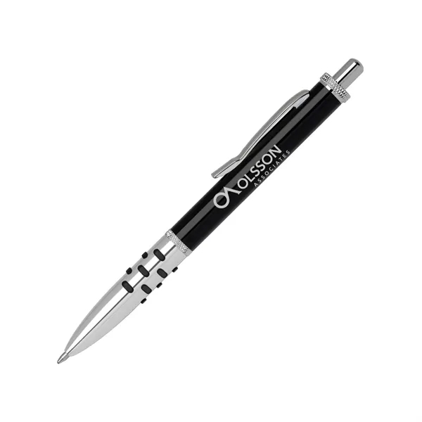 Aluminum click-action ballpoint pen with a rubber grip and a chrome... from ASI 68190 Lungsal / Lungsal