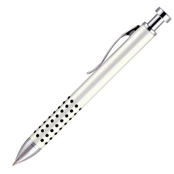 Solid brass click-action pen with a pearl silver finish barrel, rubber... from ASI 68190 Lungsal / Lungsal