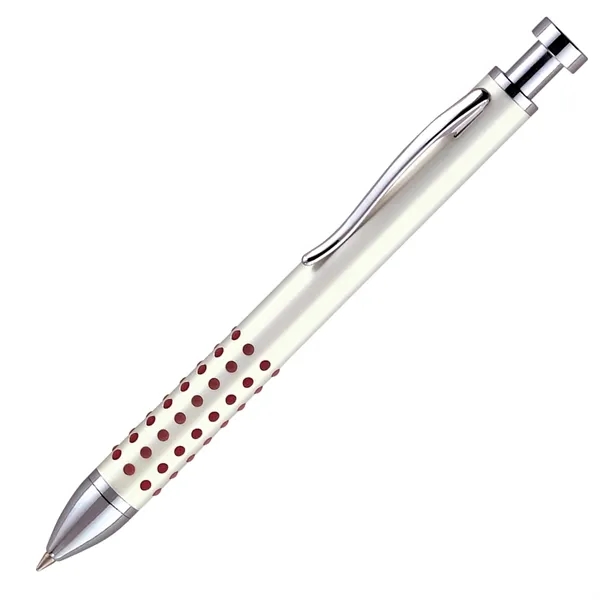 Solid brass click-action pen with a pearl silver finish barrel, rubber... from ASI 68190 Lungsal / Lungsal