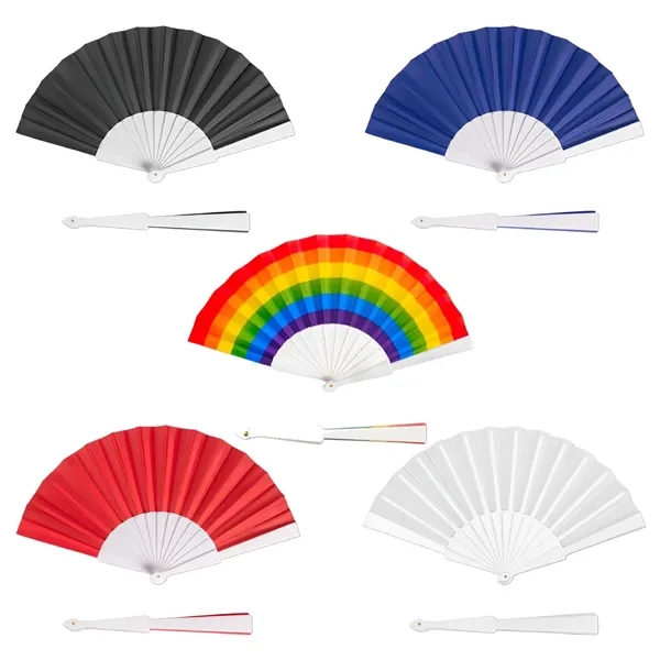 Plastic handle folding hand fan plus 1 color pad print on... from ASI 37218 Athena Promo (tm)