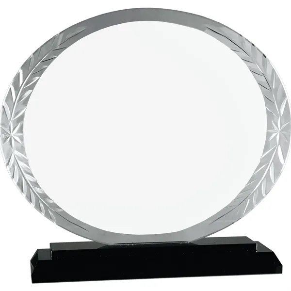 7 7/8" x 2" x 7" oval-shaped glass award on black... from ASI 74601 Calico