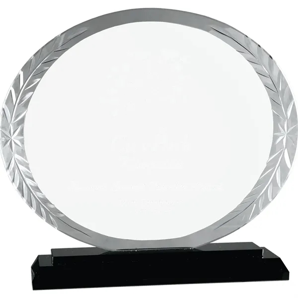 7 7/8" x 2" x 7" oval-shaped glass award on black... from ASI 74601 Calico