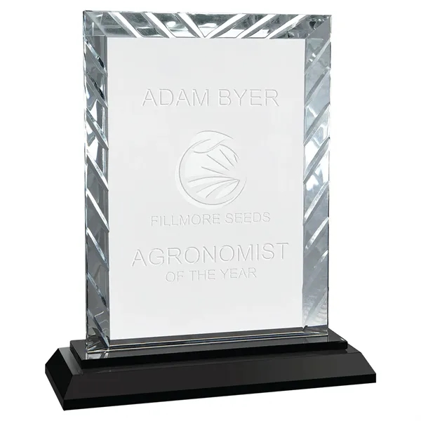 6" x 2" x 7" rectangular glass award with faceted edges... from ASI 74601 Calico