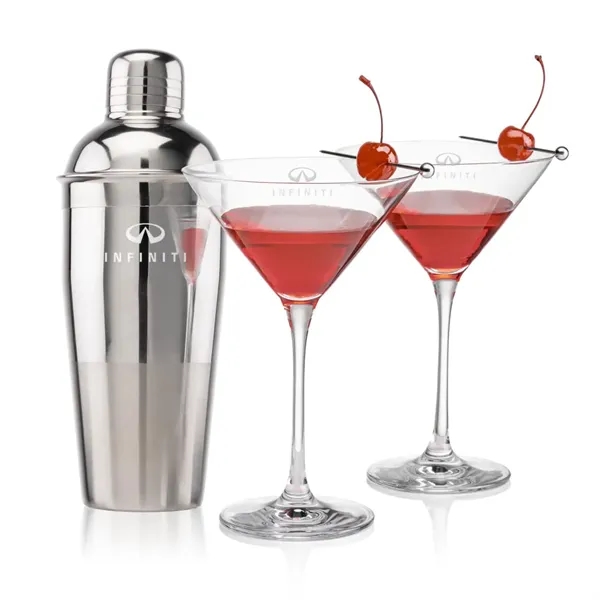The Catania Shaker & Cocktail Set with 2 Martini Glasses offers... from ASI 84592 St Regis Group