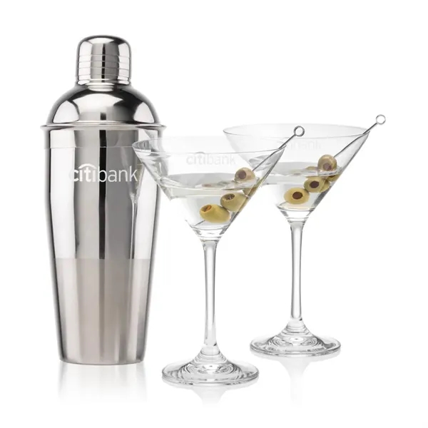 The Catania Shaker & Cocktail Set with 2 Martini Glasses offers... from ASI 84592 St Regis Group