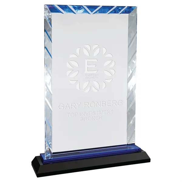 6 3/4" x 2" x 9" rectangular glass trophy with faceted... from ASI 74601 Calico