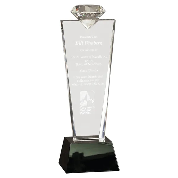 3 1/4" x 11" crystal award with a diamond on top... from ASI 74601 Calico