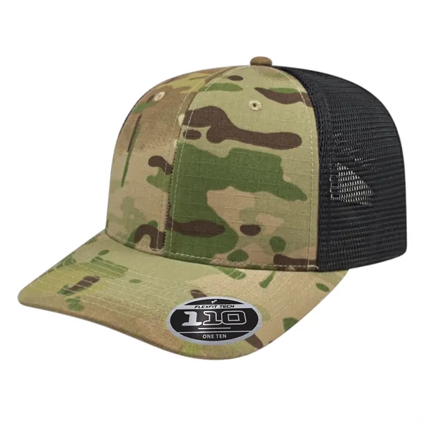 Multicam® poly/cotton mesh blend trucker cap with adjustable snapback closure.... from ASI 43792 Cap America Inc
