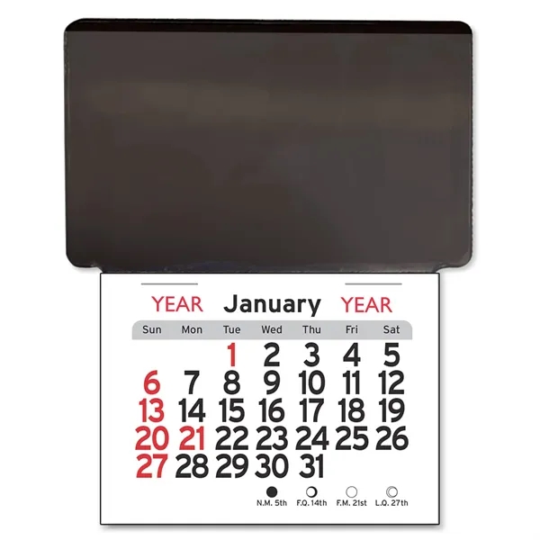 4.5"H x 3.75"W black vinyl business card holder with calendar and... from ASI 54040 Fey Promo / Fey Calendar Impressions