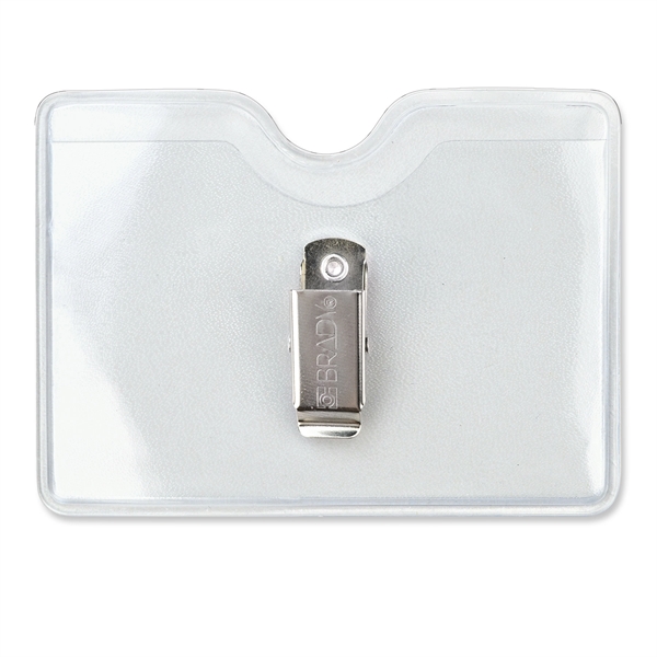 Patented Brady Clothing-Friendly™ Clip keeps this credit-card-size vinyl badge holder securely... from ASI 79898 Promovision / PROMOVISION