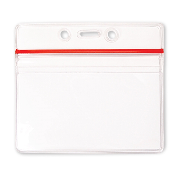 Credit-card-size resealable vinyl badge holders feature a zipper closure for extra... from ASI 79898 Promovision / PROMOVISION
